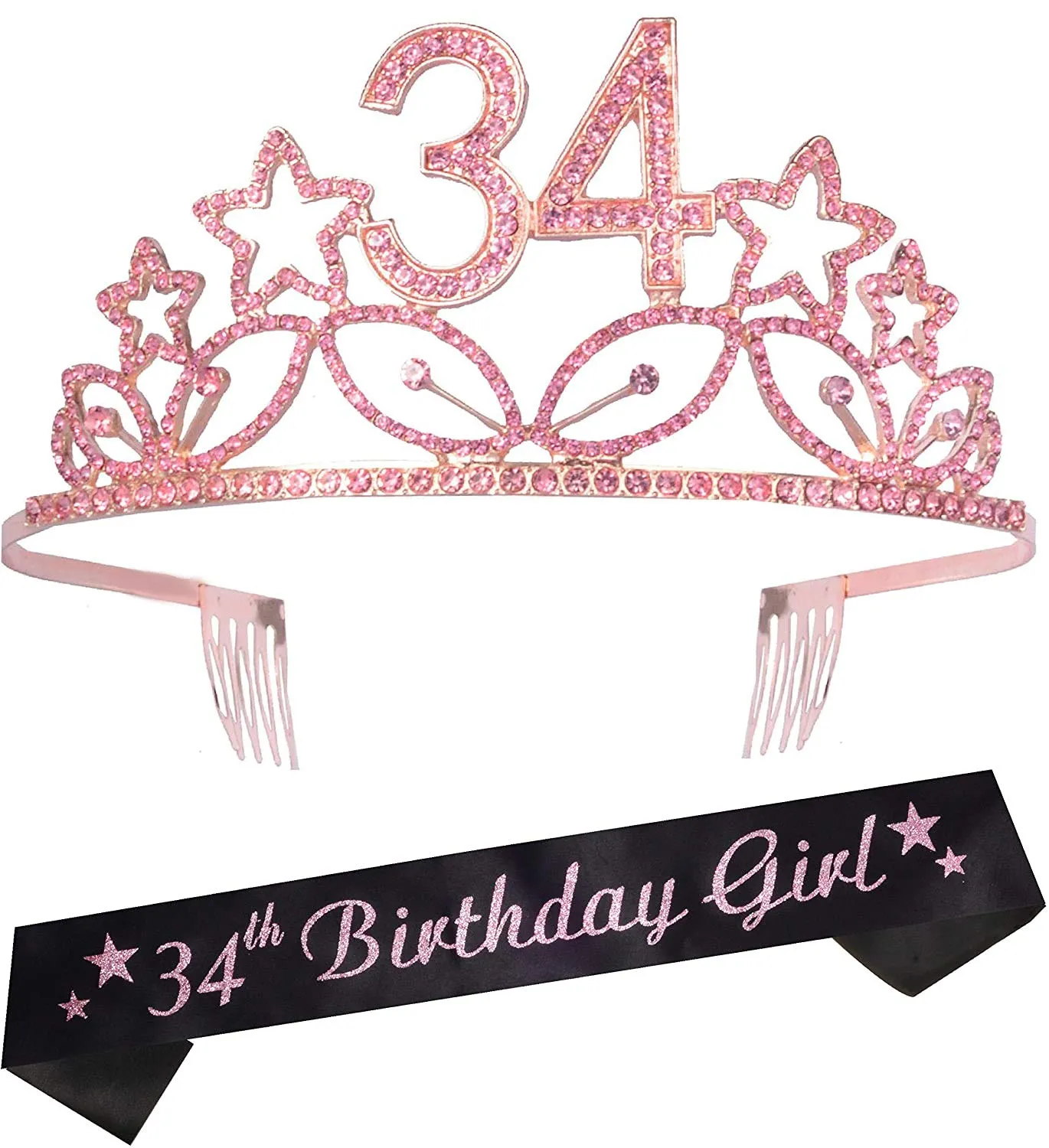 34th Birthday Decorations for Women,34th Birthday Crown,34 Year Old Crown,34 Crown