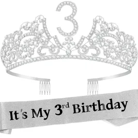 3rd Birthday Gifts for Girls, 3rd Birthday Tiara and Sash, 3rd Birthday Decorations