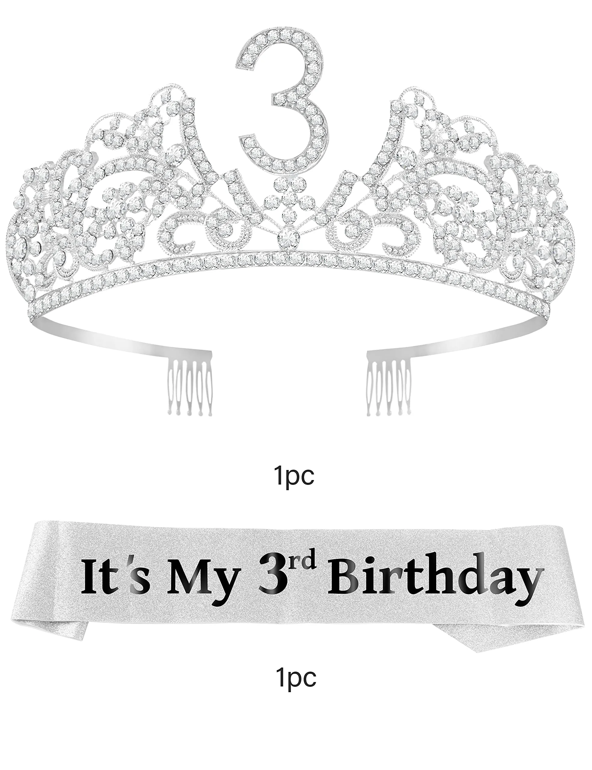 3rd Birthday Gifts for Girls, 3rd Birthday Tiara and Sash, 3rd Birthday Decorations