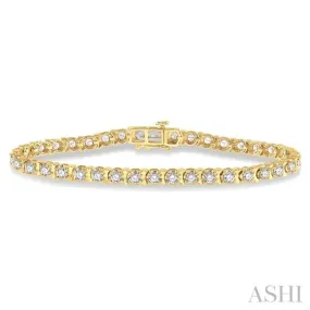 4 ctw Round Cut Diamond Tennis Tulip Bracelet in 14K Yellow Gold