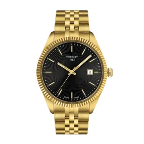 40MM TISSOT BALLADE QUARTZ WATCH WITH YELLOW GOLD STAINLESS STEEL CASE AND BLACK DATE DIAL