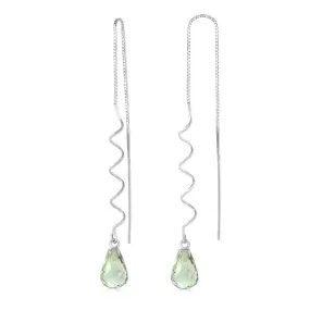 4.5 Carat 14K Solid White Gold Threaded Dangle Earrings Green Amethyst