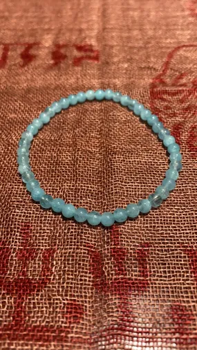 4MM Crystal Dyed Aquamarine Bead Bracelet