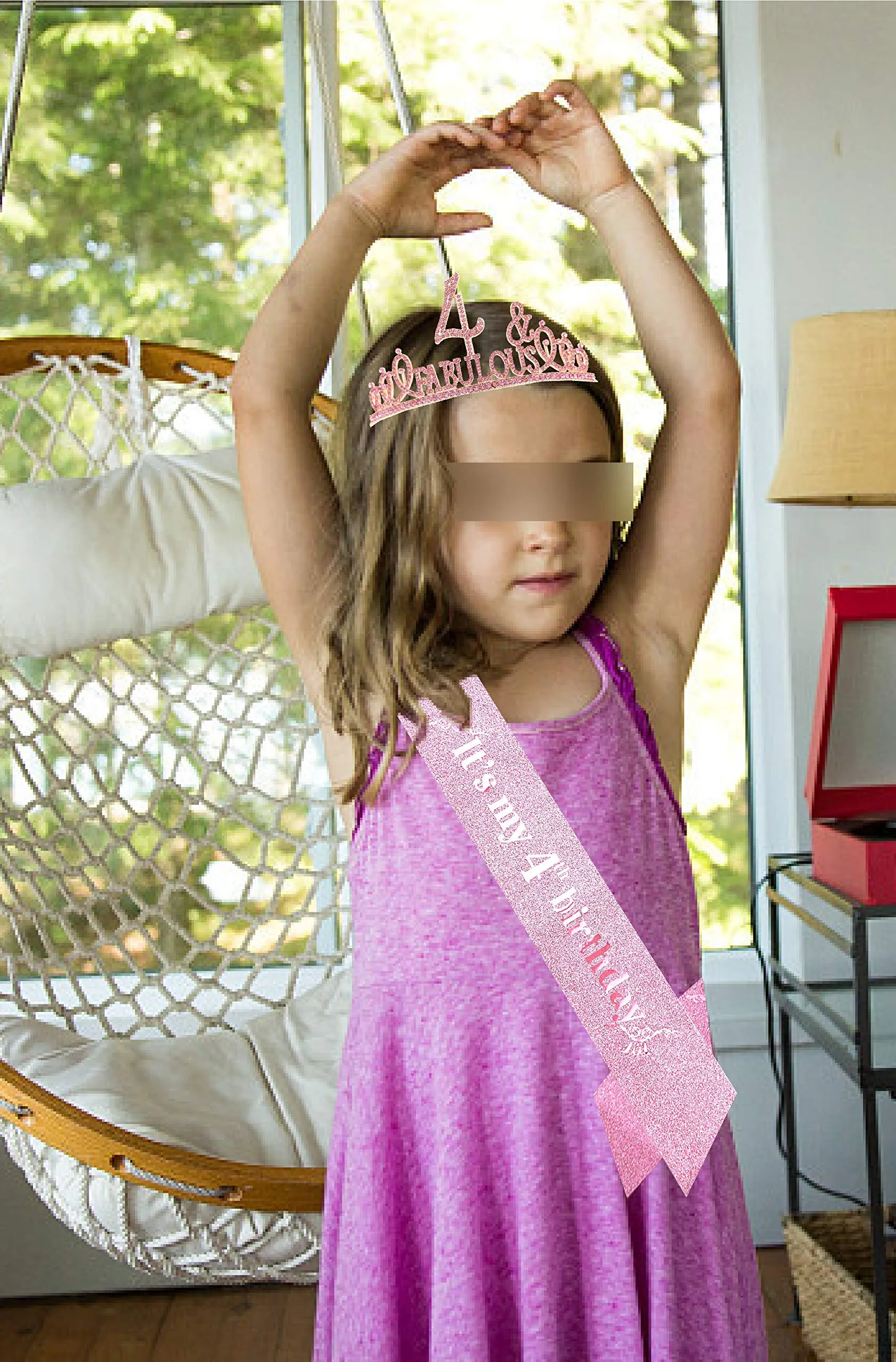 4th Birthday,4th Birthday Tiara,4th Birthday Sash,4th Birthday Decorations Girl,4 Birthday