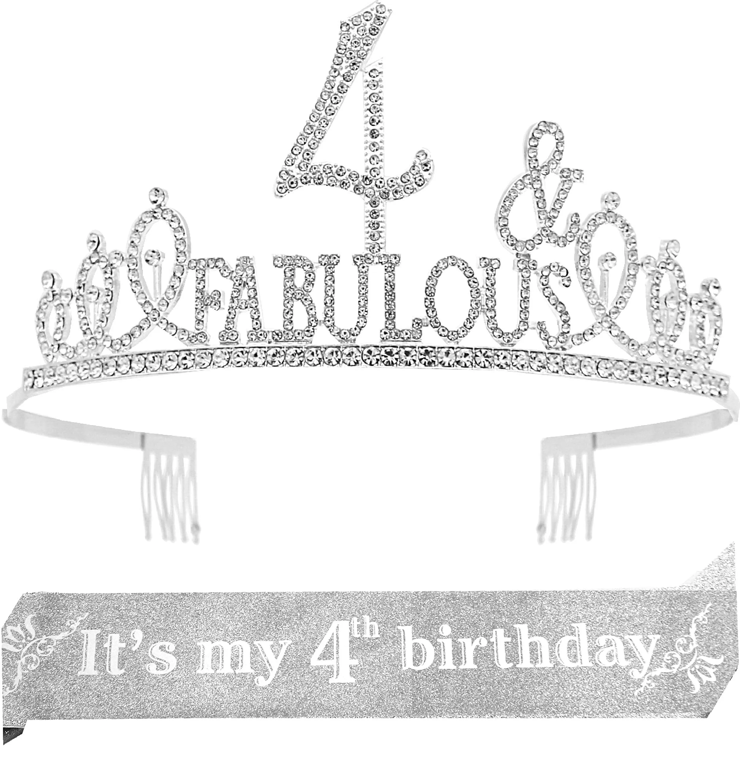 4th Birthday,4th Birthday Tiara,4th Birthday Sash,4th Birthday Decorations Girl,4 Birthday