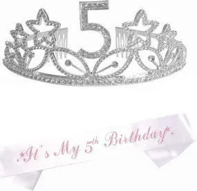 5Th Birthday For Girl, 5Th Birthday Girl Tiara And Sash, 5 Year Old Birthday Party