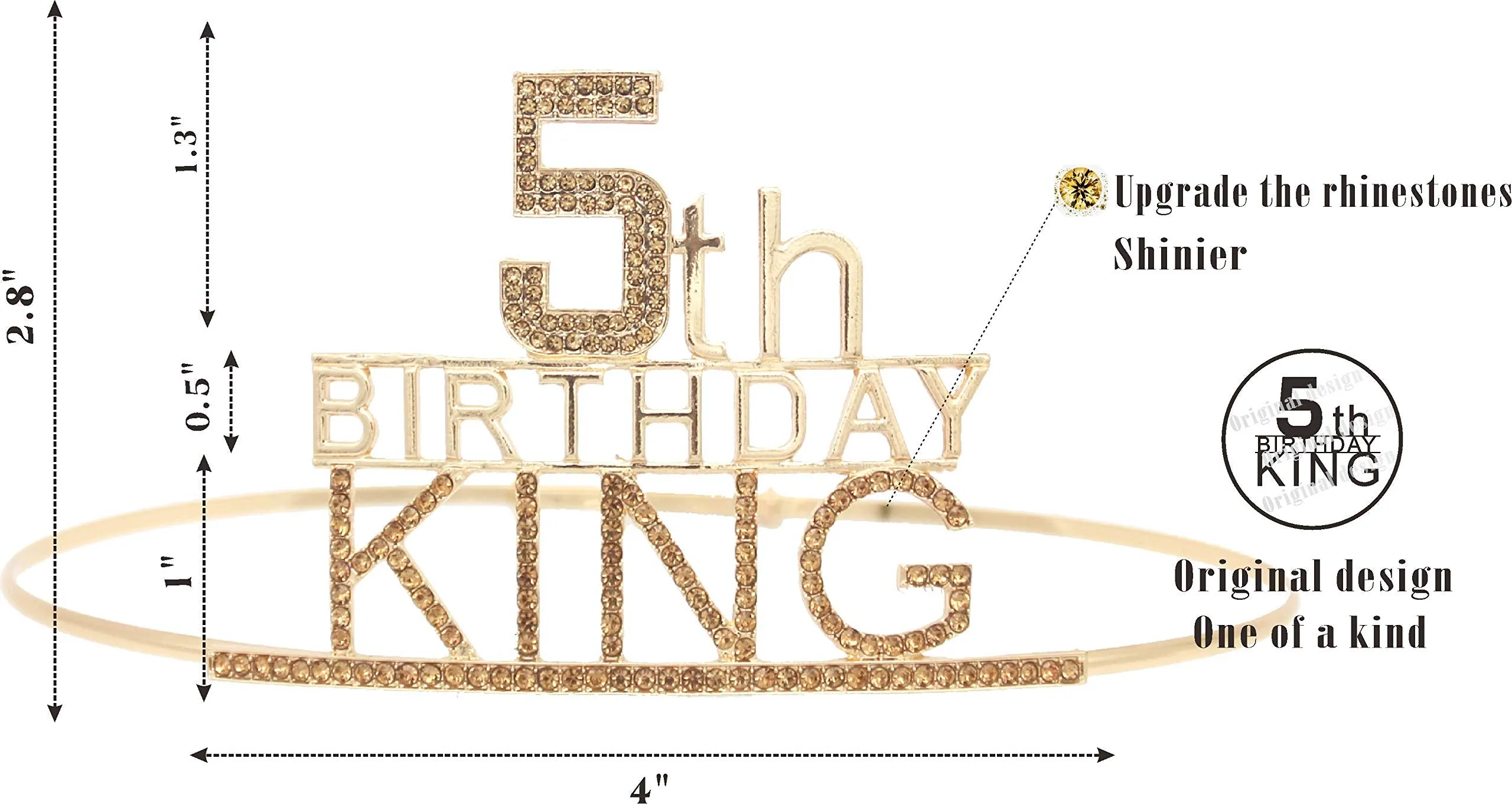 5th Birthday King Crown and Sash for Boy, 5th Birthday for Him,5th Birthday Crown,5th