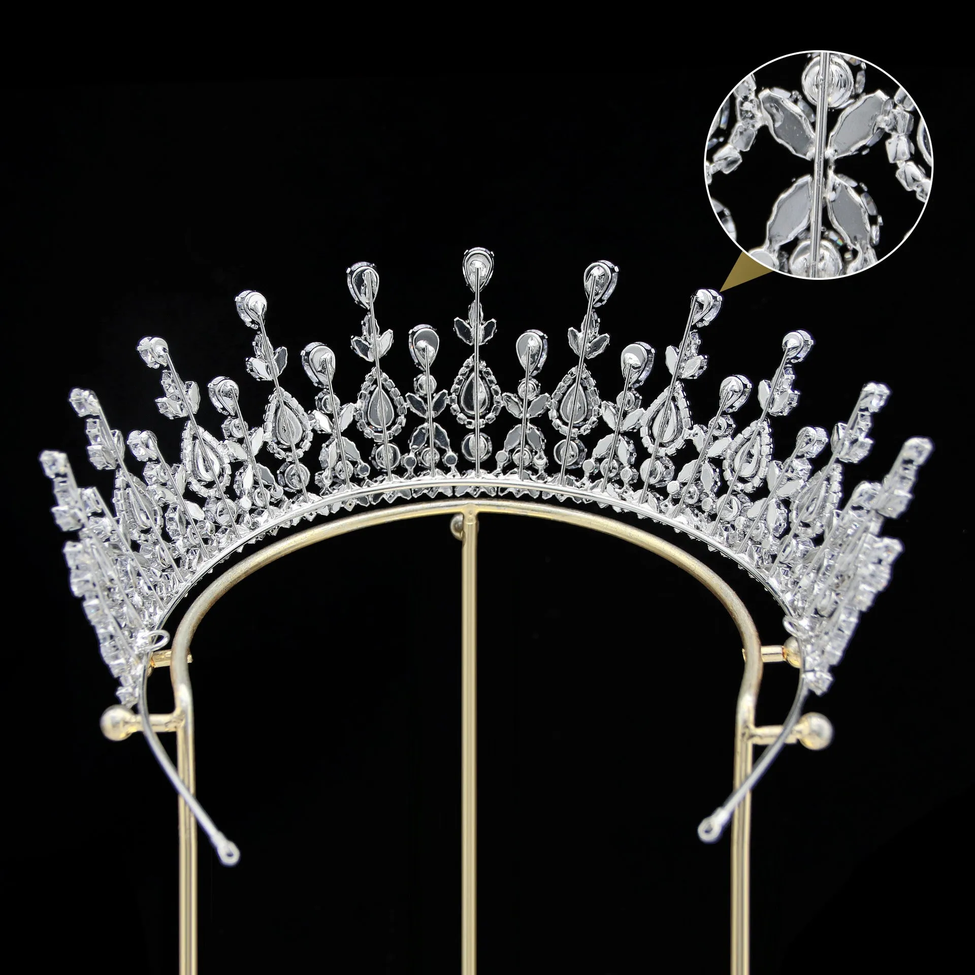 6.4cm Classic Zirconia Wedding Tiara,Women's Crystal Big Tiara for Bride,Prom,Party Head Accessories GH0149