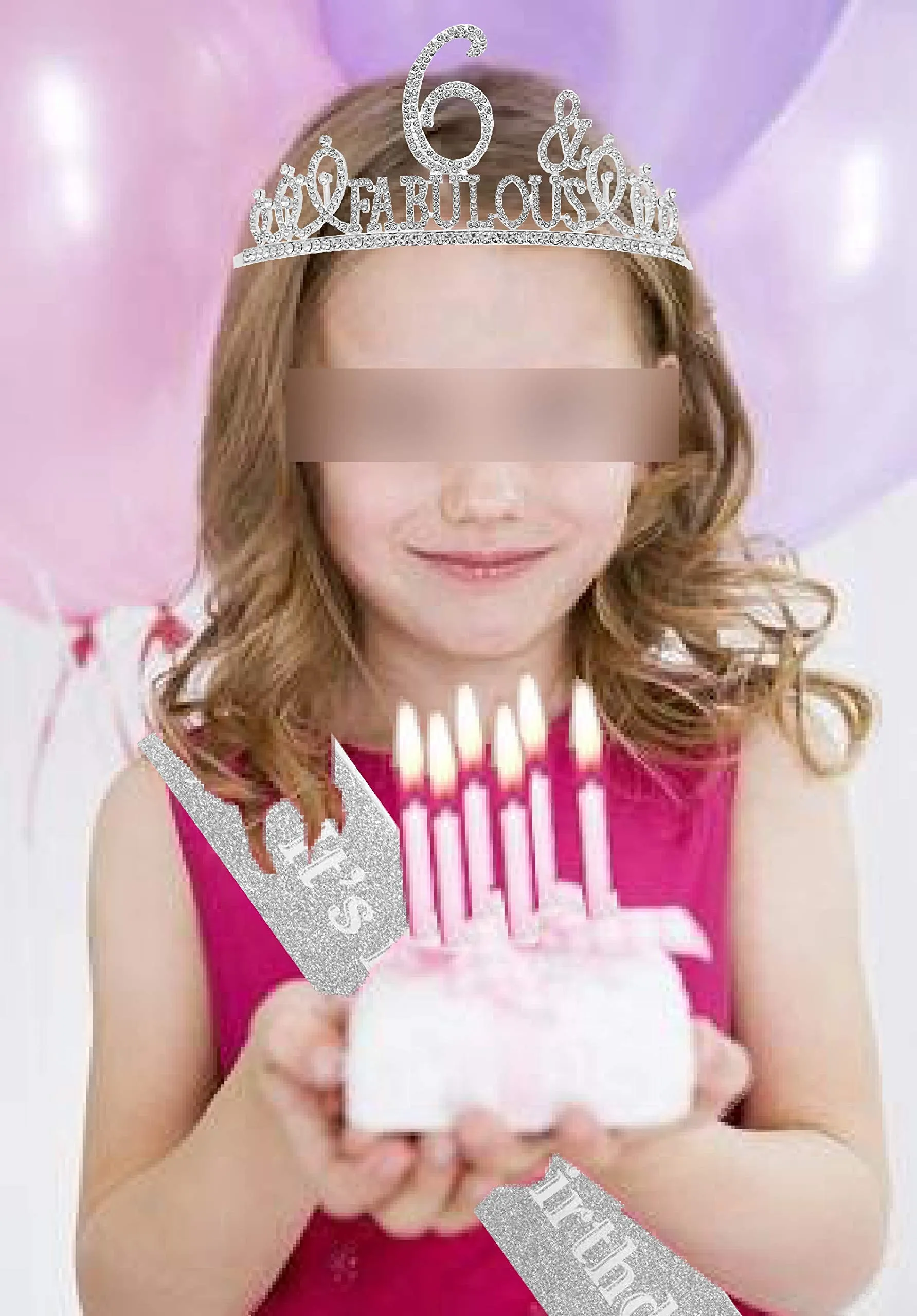 6th Birthday, 6th Birthday Gifts for Girls, 6th Birthday Tiara and Sash Silver, 6th