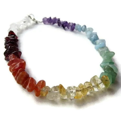 7 Chakra Crystal Anklet | Rainbow Crystal Healing Stone Ankle Bracelet