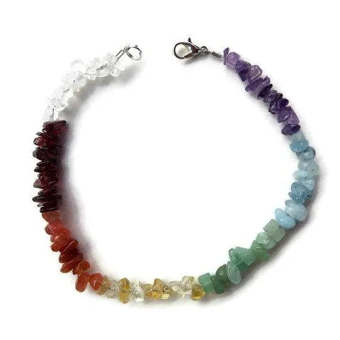 7 Chakra Crystal Anklet | Rainbow Crystal Healing Stone Ankle Bracelet