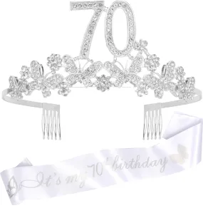 70th Birthday Gifts for Women, 70th Birthday Tiara and Sash, Its My 70th Birthday Sash