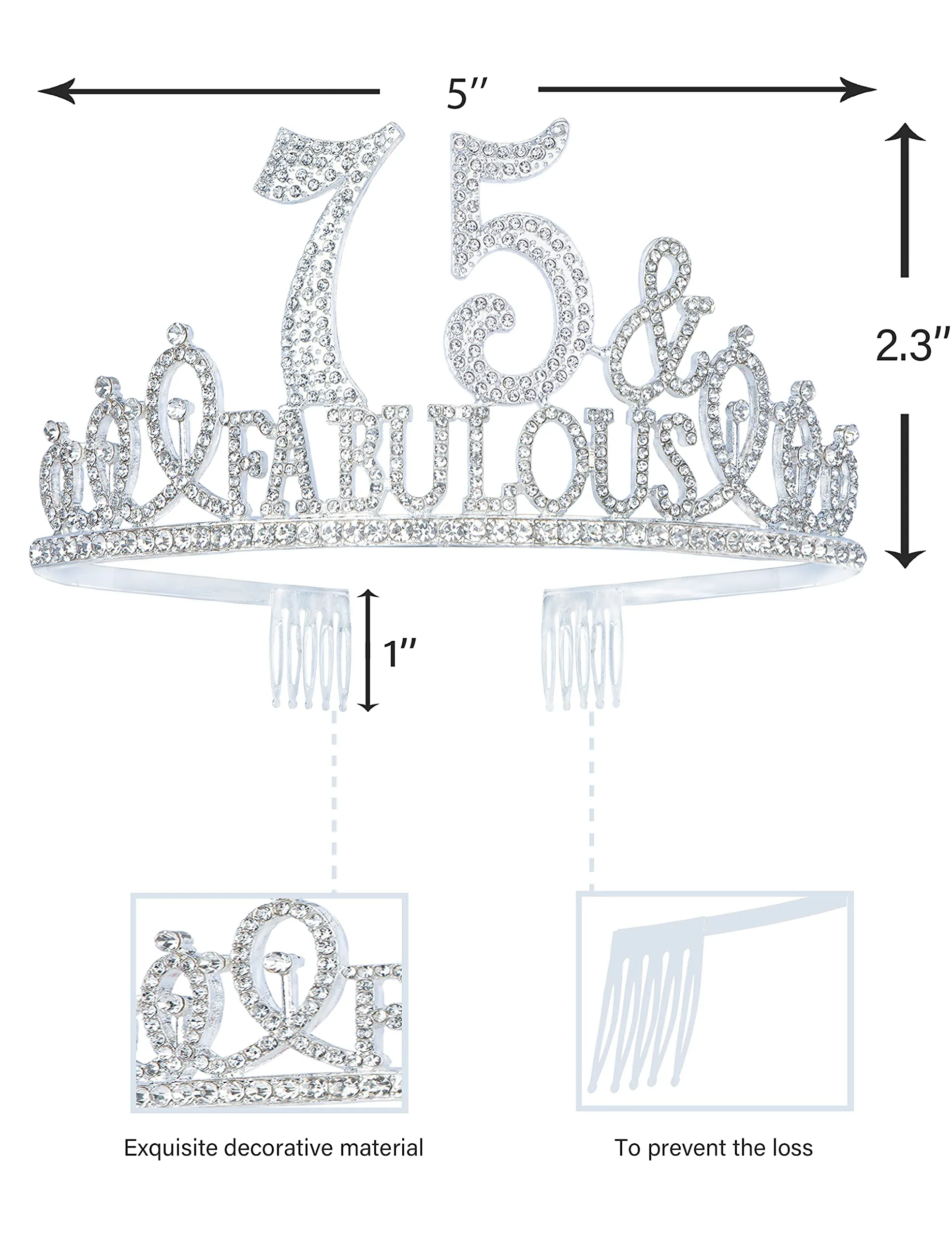 75th Birthday Gifts for Women, 75th Birthday Crown and Sash for Women, 75th Birthday