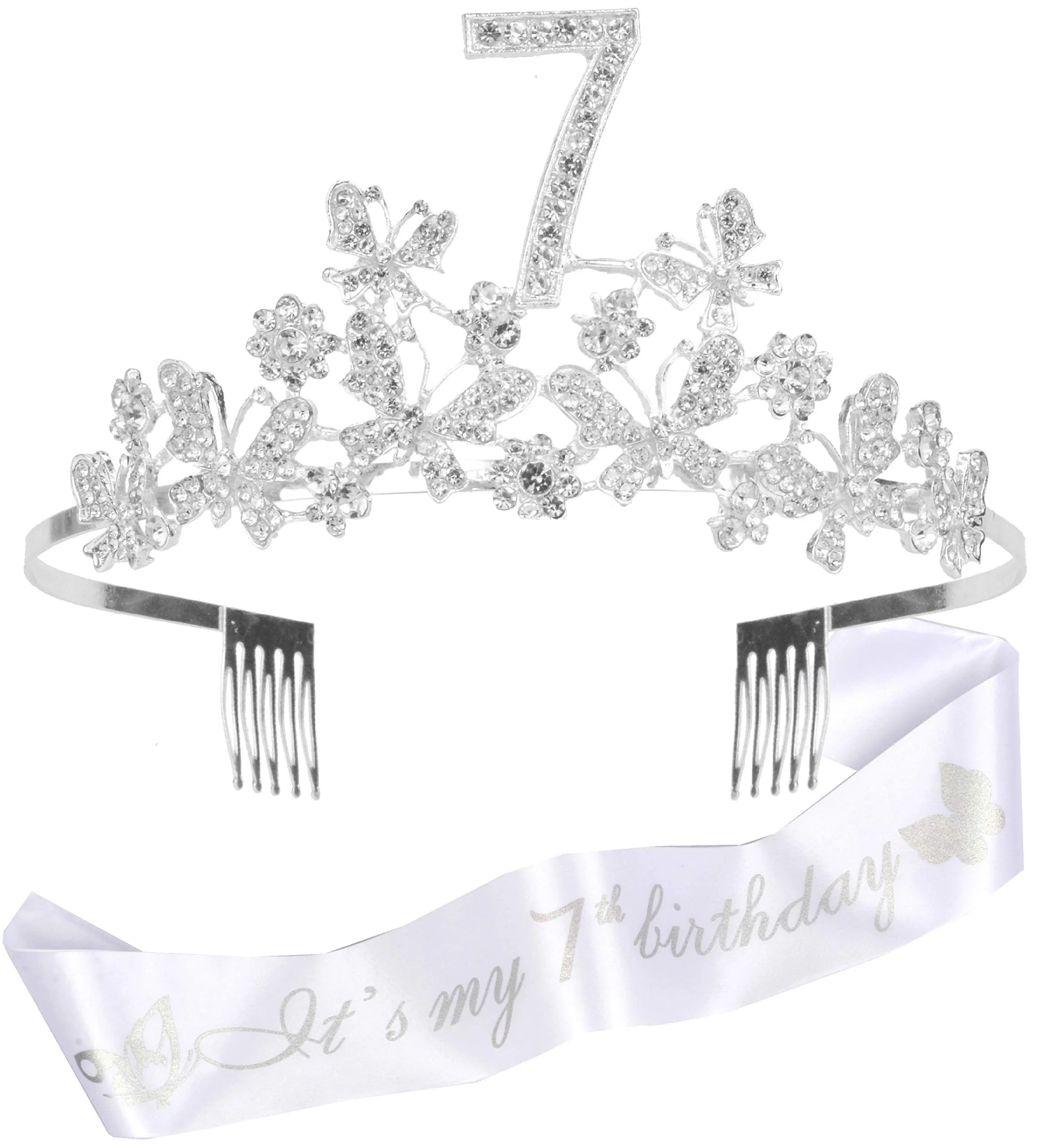 7th Birthday Gifts for Girls, 7th Birthday Tiara and Sash, Its My 7th Birthday Sash