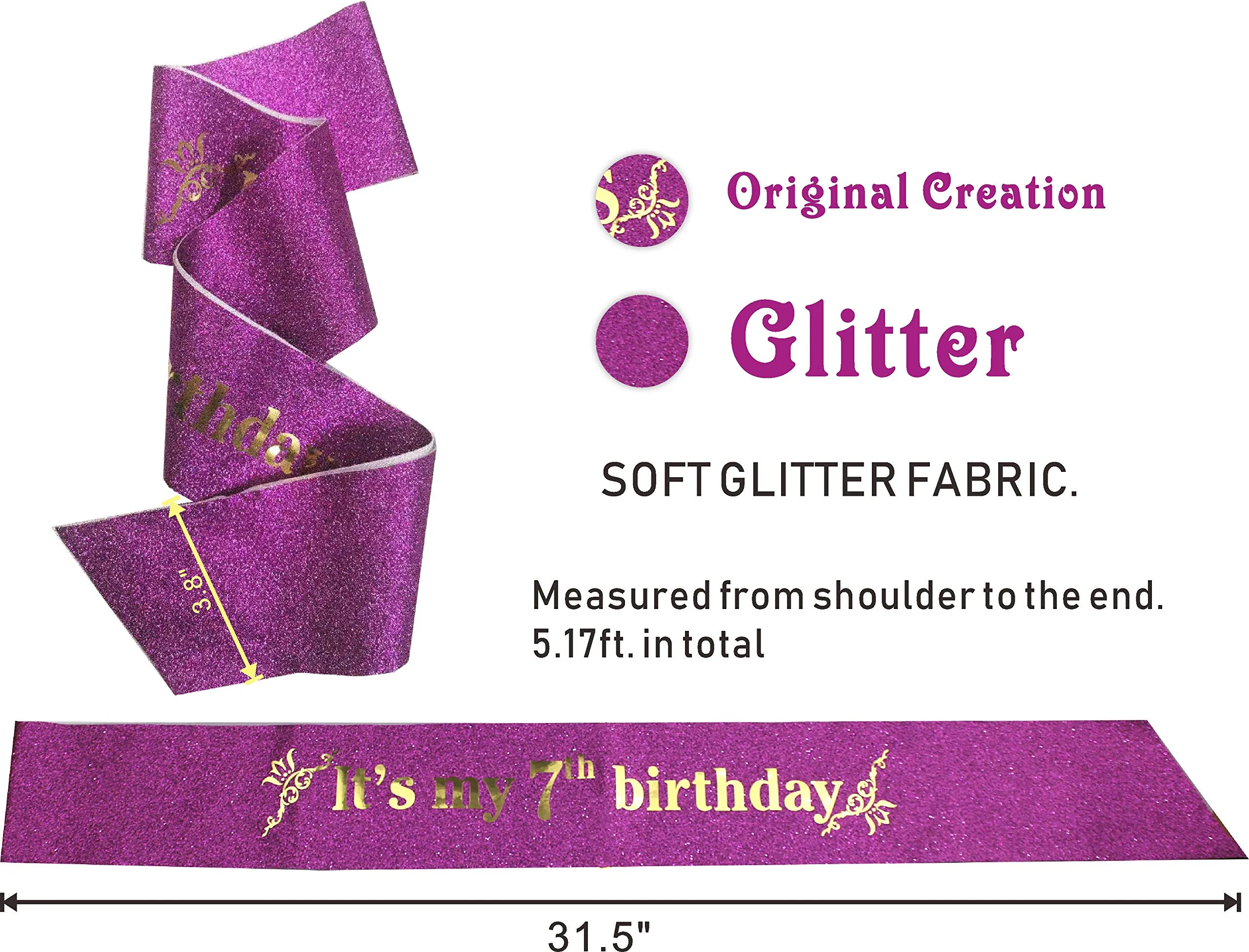 7th Birthday Gifts for Girls,7th Birthday Tiara and Sash Purple,7th Birthday Decorations