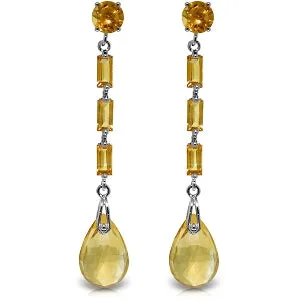 8.6 Carat 14K Solid White Gold You Are My Music Citrine Earrings