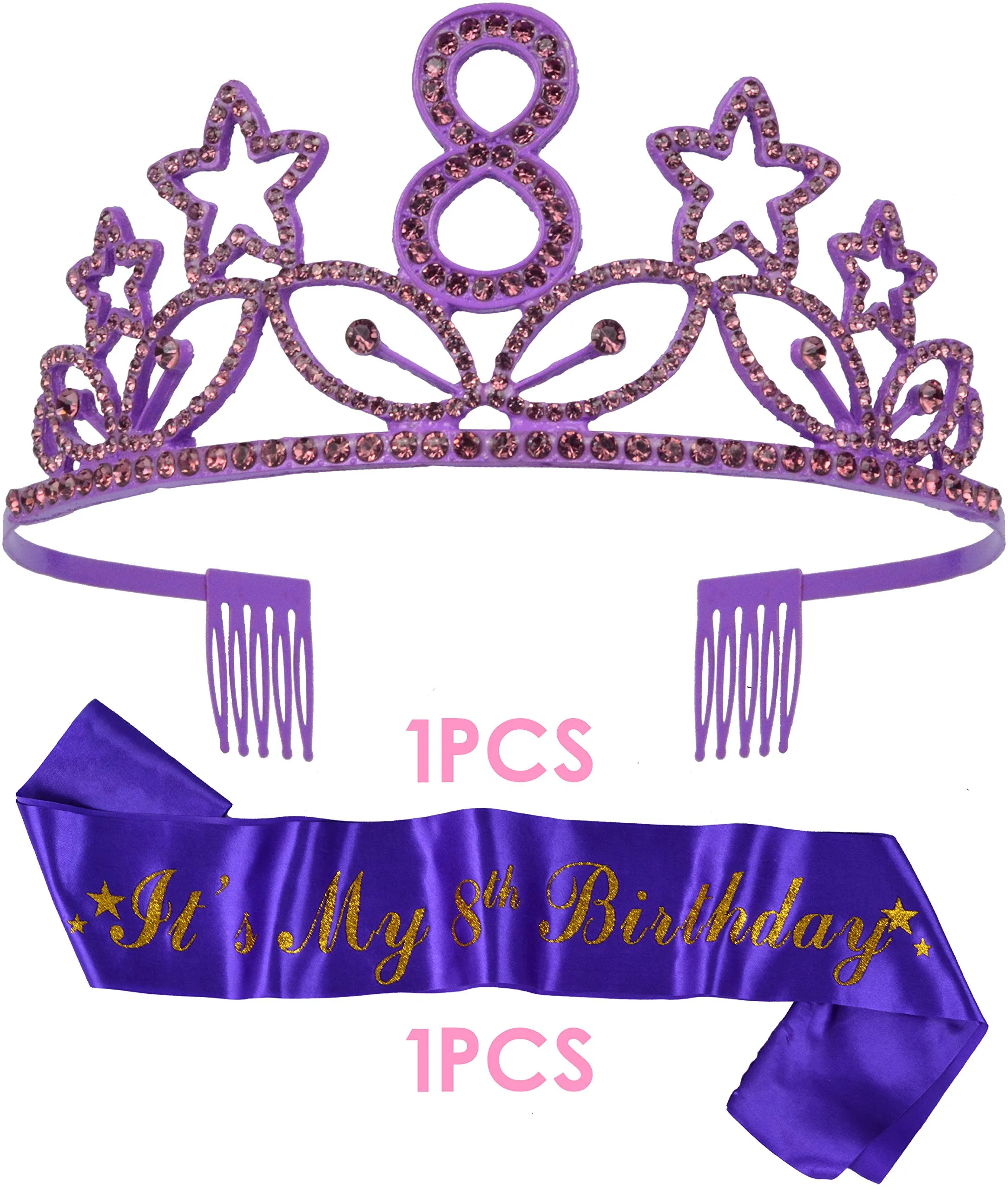 8th Birthday, 8th Birthday Decorations for Girls, 8th Birthday Girl, 8th Birthday Tiara