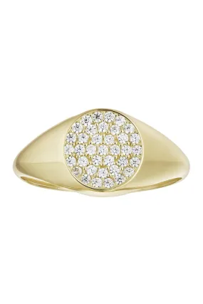 9ct Yellow Gold Cubic Zirconia Round Signet Ring