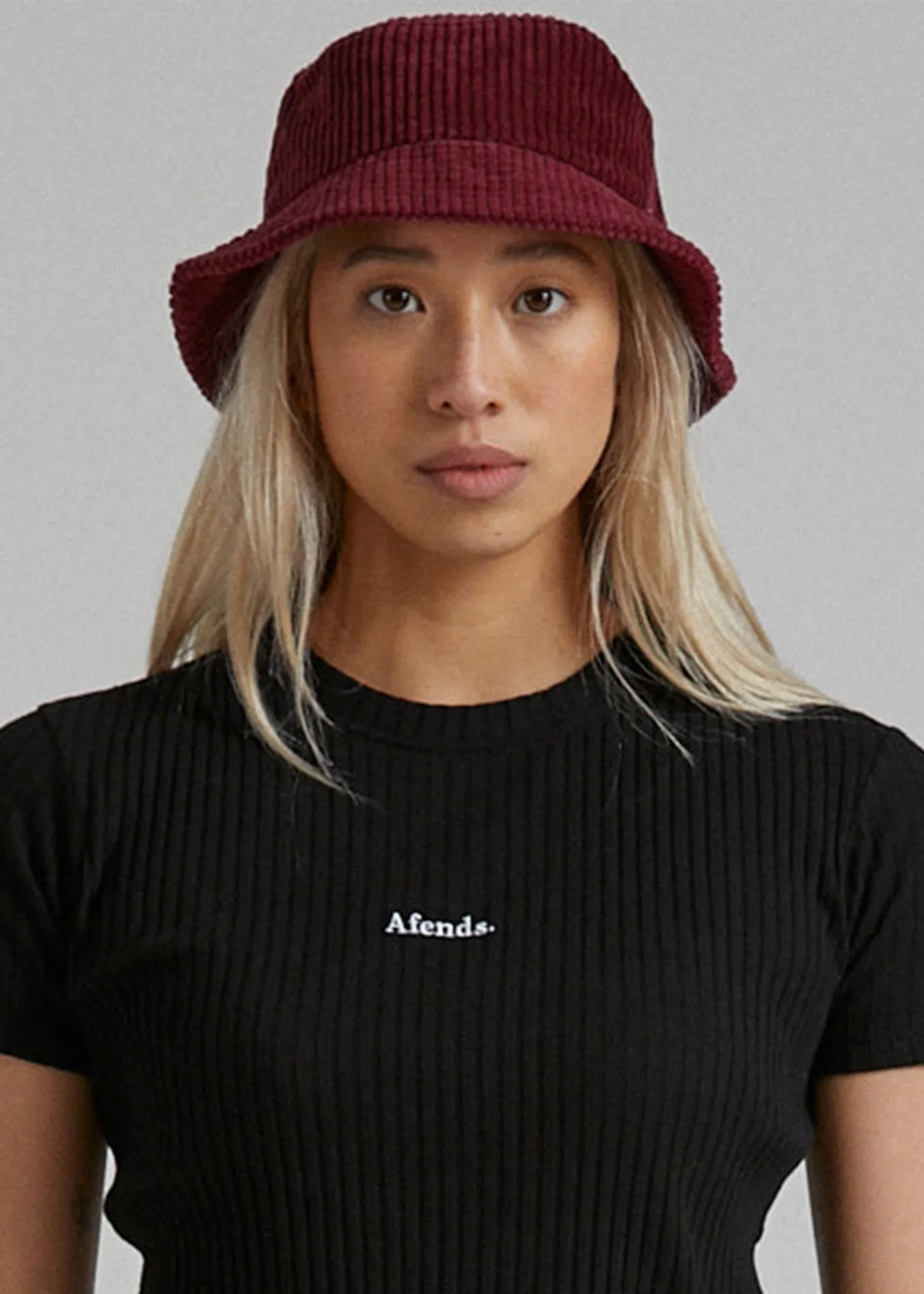 Afends Unisex On The Run - Corduroy Bucket Hat - Port