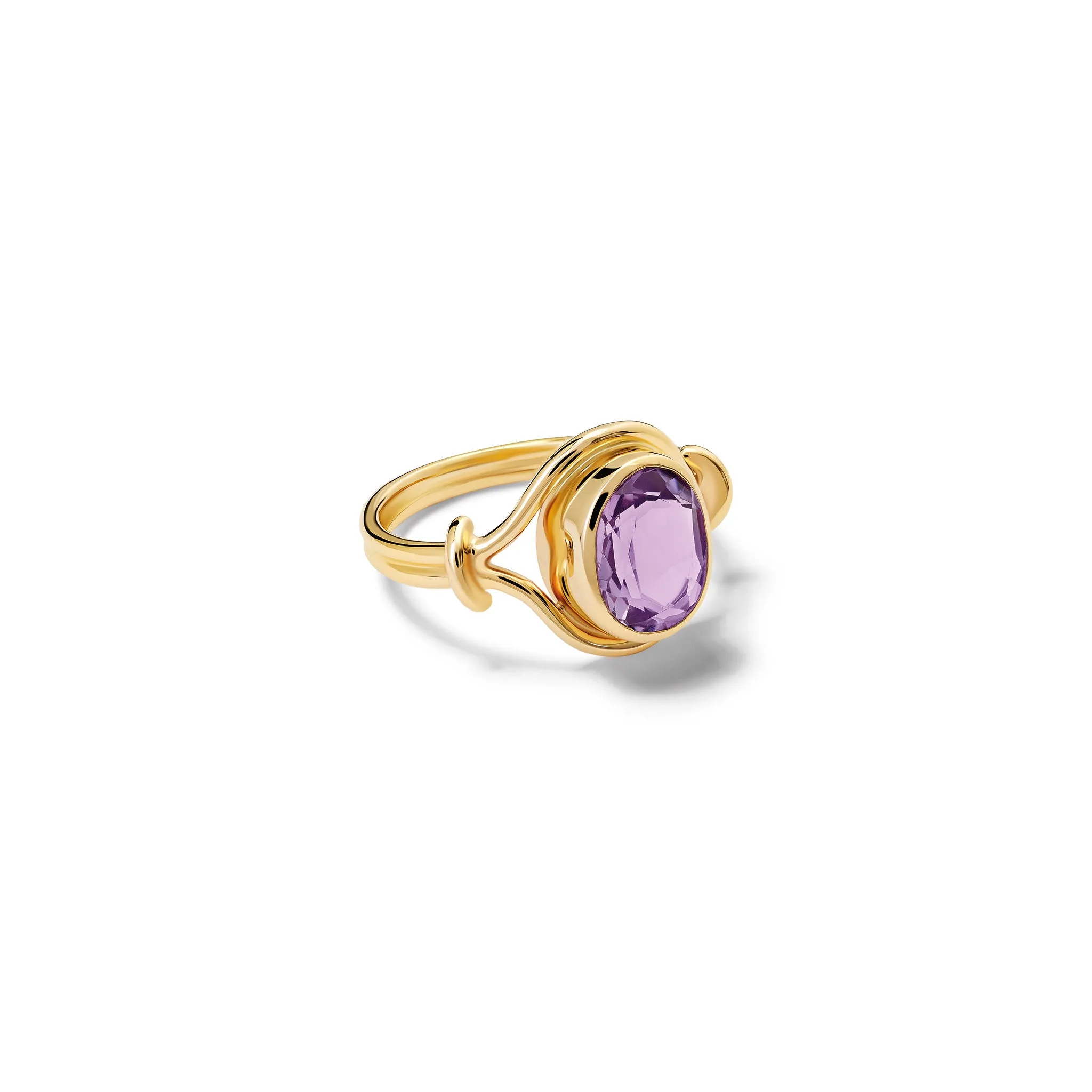 Agricola Signet Ring Yellow Gold - Amethyst