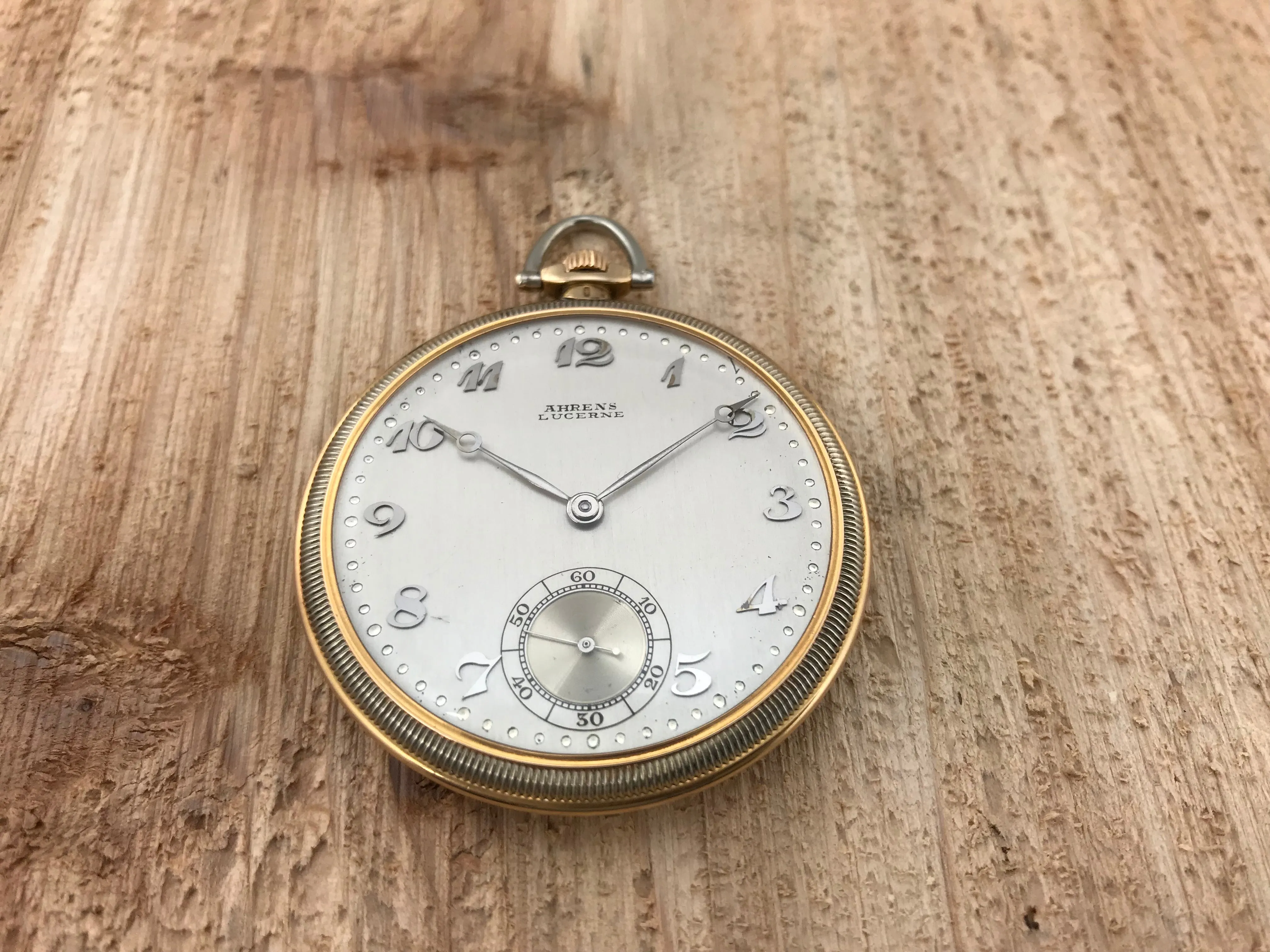 Ahrens Lucerne 18K Gold Pocket Watch with Knife and Chain