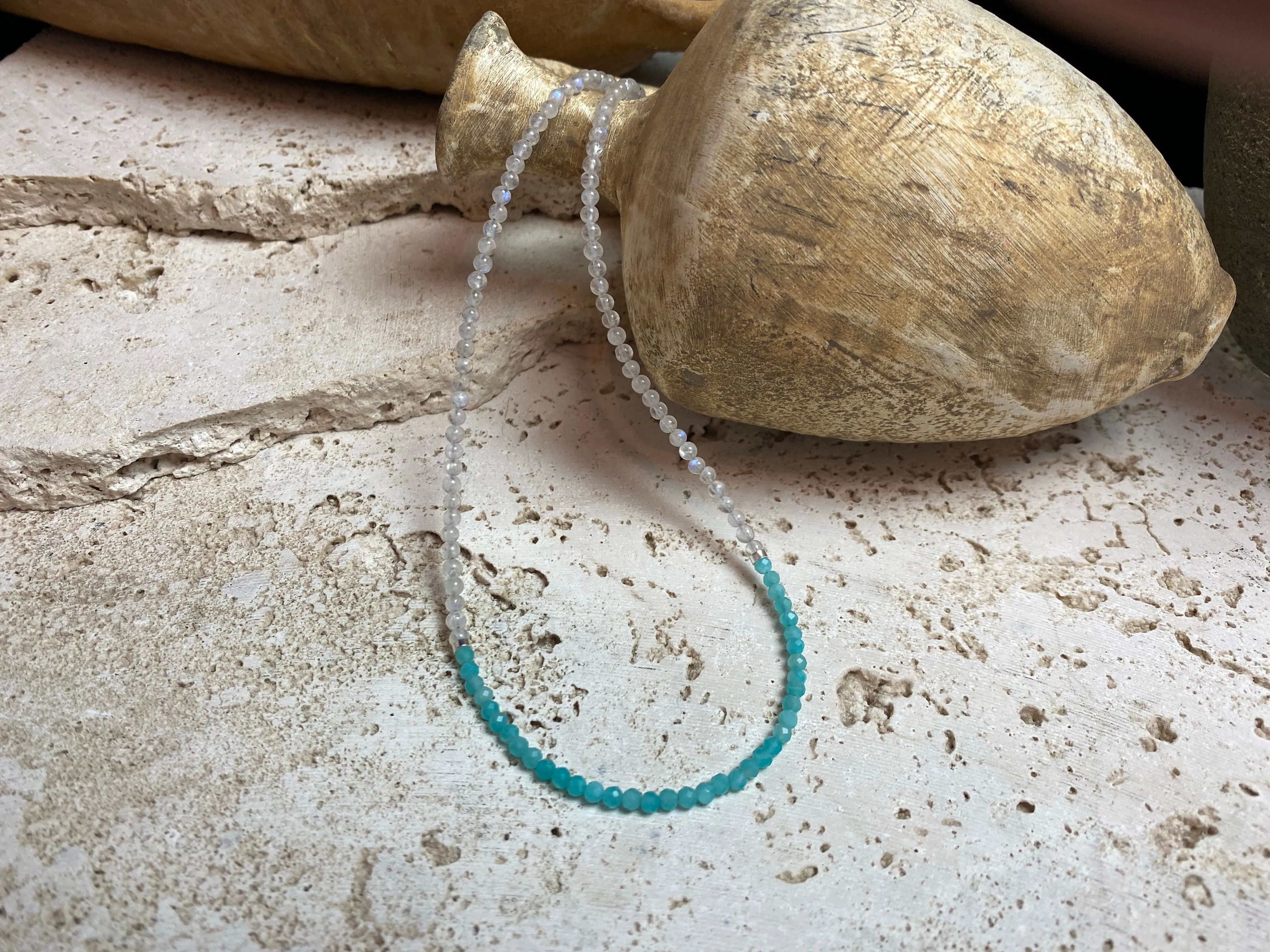 Amazonite and Rainbow Moonstone Necklace