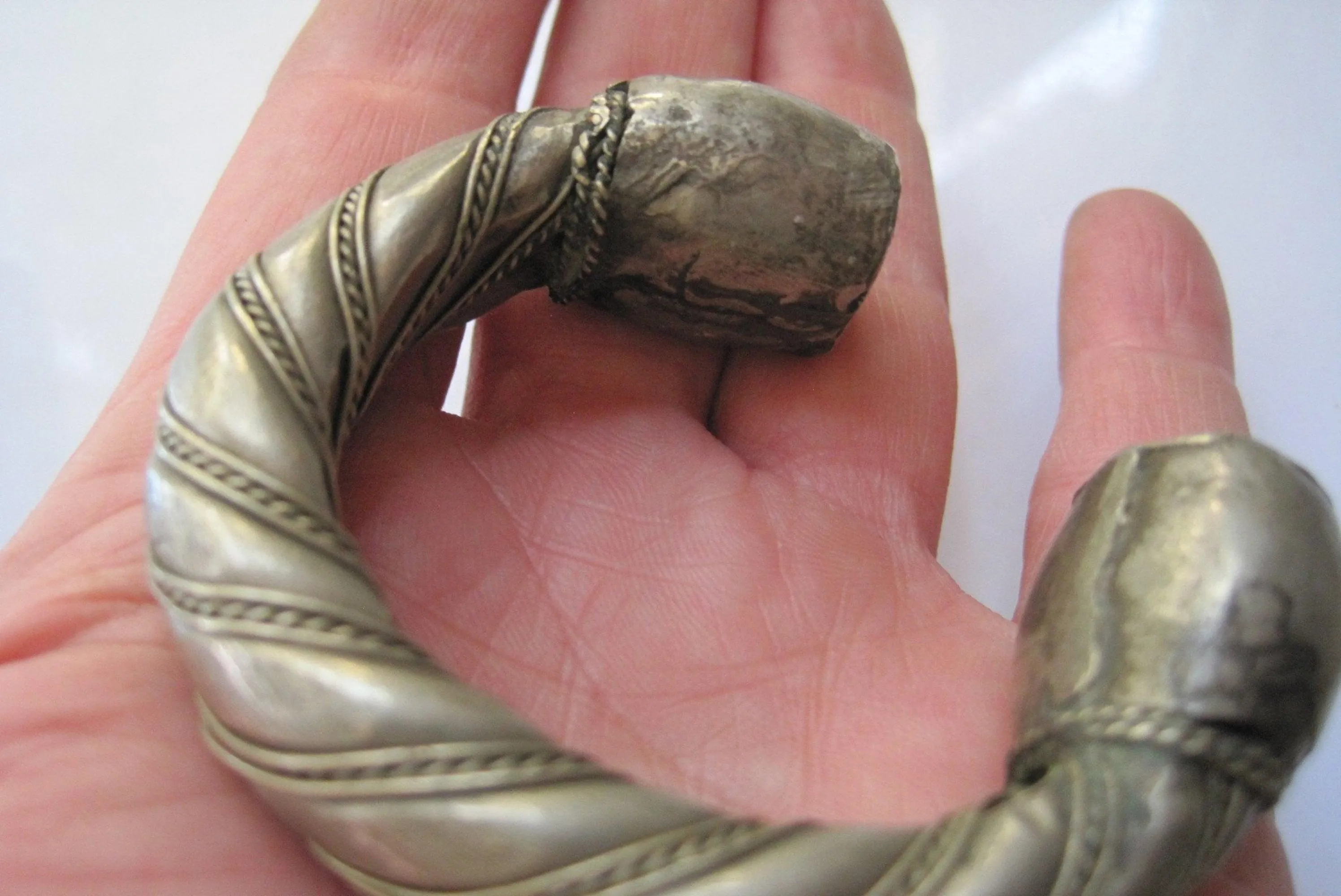 Antique Bedouin Twisted Rope Cuff Bracelet for Very Small Wrist