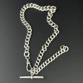 Antique Edwardian Pocket Watch Albert Chain Necklace, 64 gms