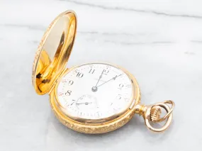 Antique Waltham Floral Hunter's Pocket Watch