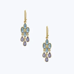 Aquamarine and Tanzanite Chandelier Earrings