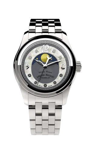 Armand Nicolet Ladies Watch M03 Moonphase 34mm Silver Grey A151QAA-GN-MA150