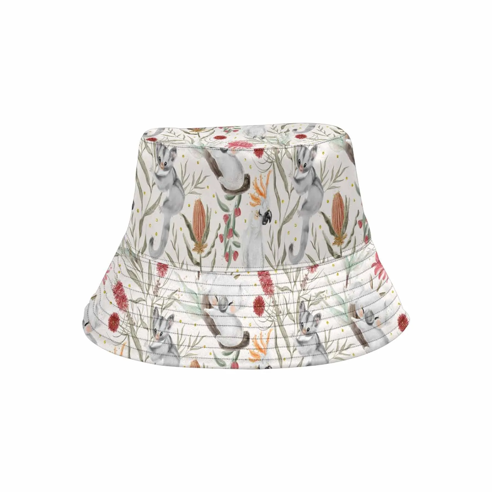 Australian Animals, Koala Cockatoo and Sugar Glider  Unisex Summer Single-Layer Bucket Hat