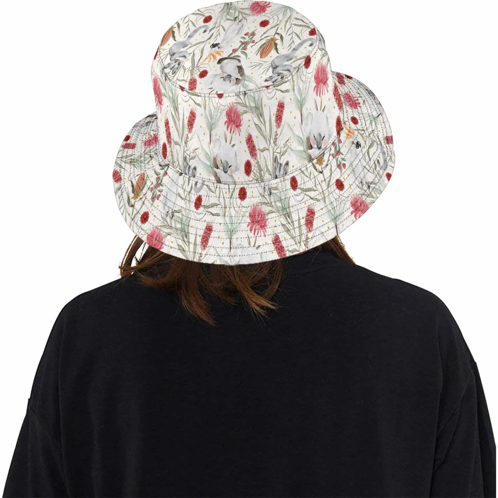 Australian Animals, Koala Cockatoo and Sugar Glider  Unisex Summer Single-Layer Bucket Hat