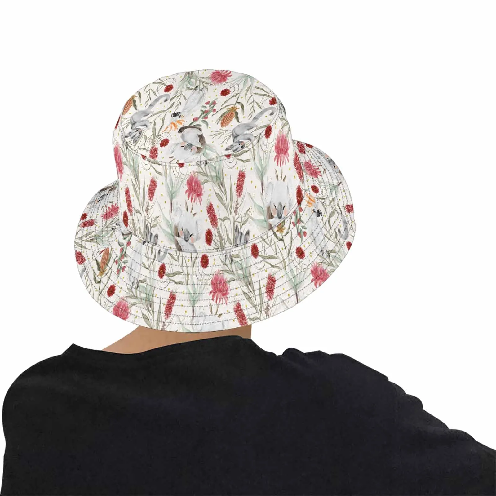 Australian Animals, Koala Cockatoo and Sugar Glider  Unisex Summer Single-Layer Bucket Hat