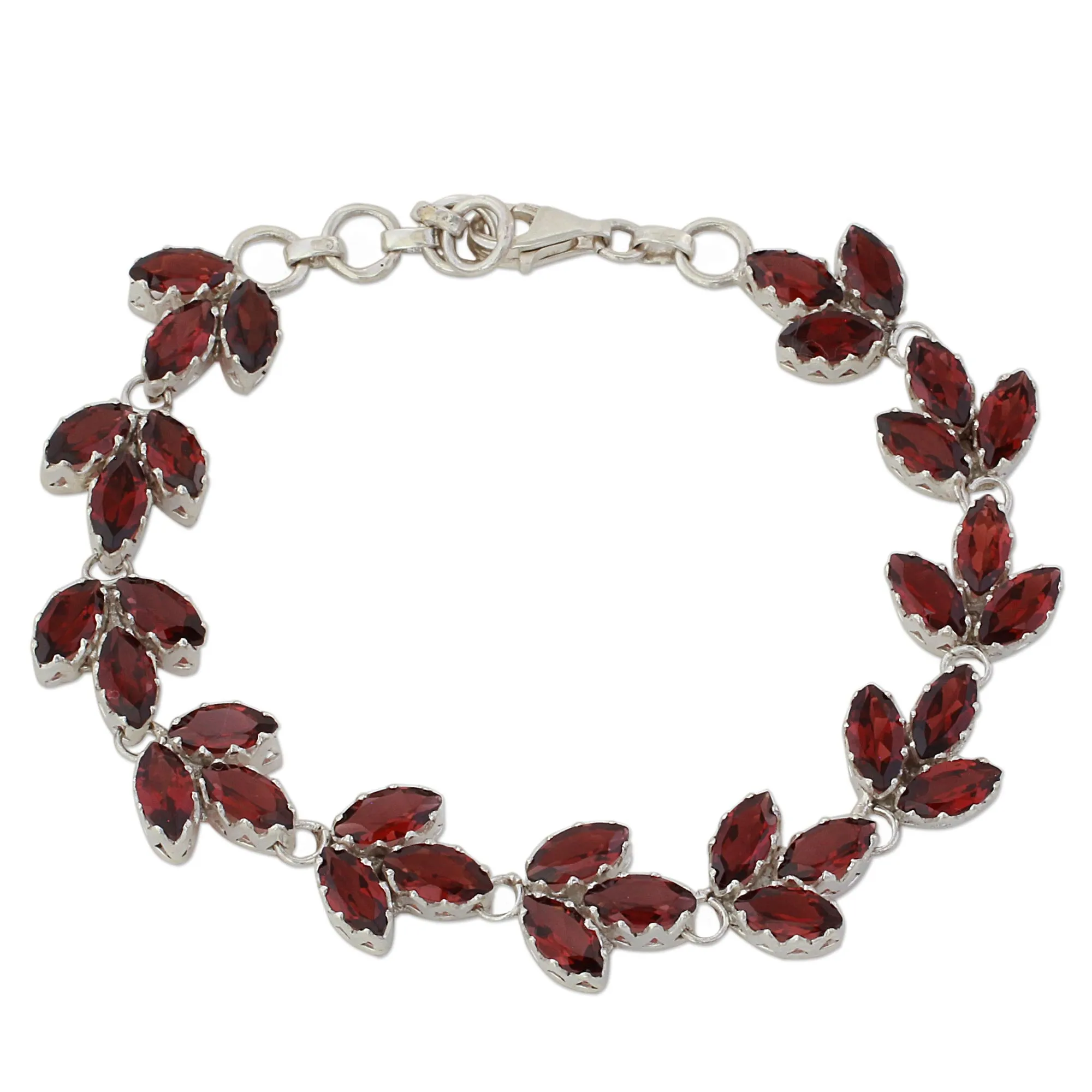 Autumn Air Garnet and Sterling Silver Tennis Bracelet from India