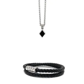 Black Silver Plated Monogram Onyx Diamond set