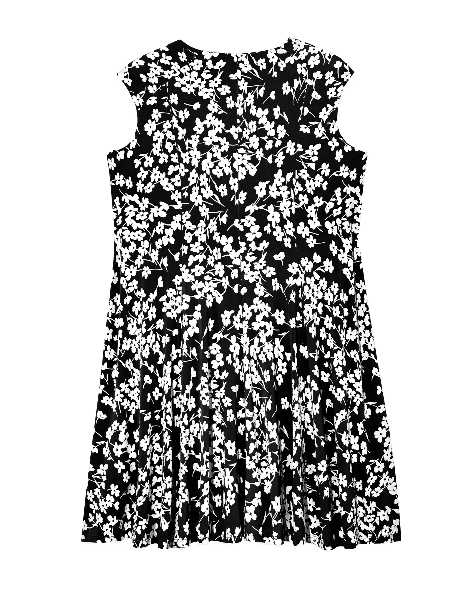 Blossom Sleeveless A-Line Knit Dress | Black / Ivory