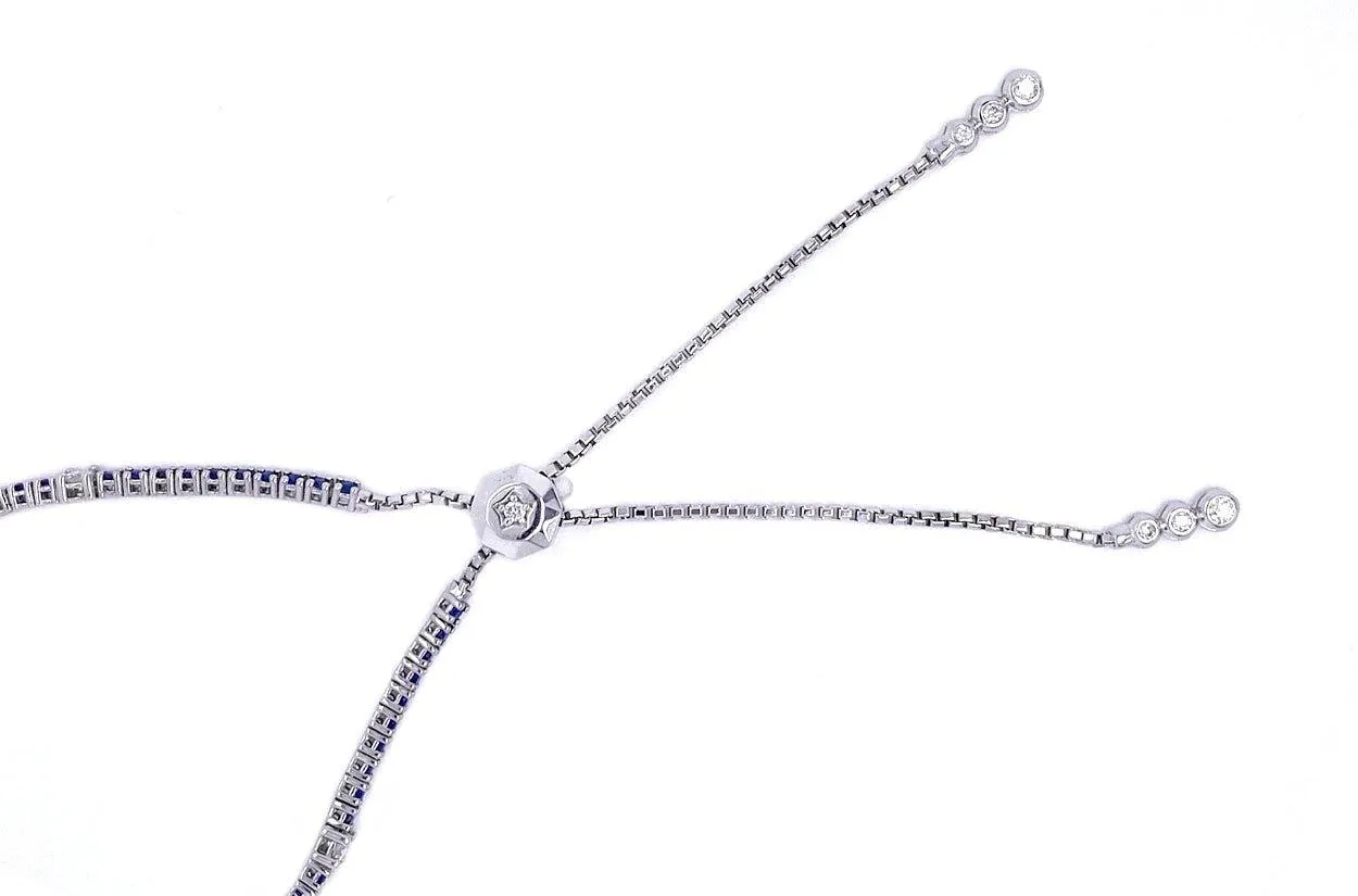 Bracelet 18kt White Gold Adjustable Sapphire & Diamonds