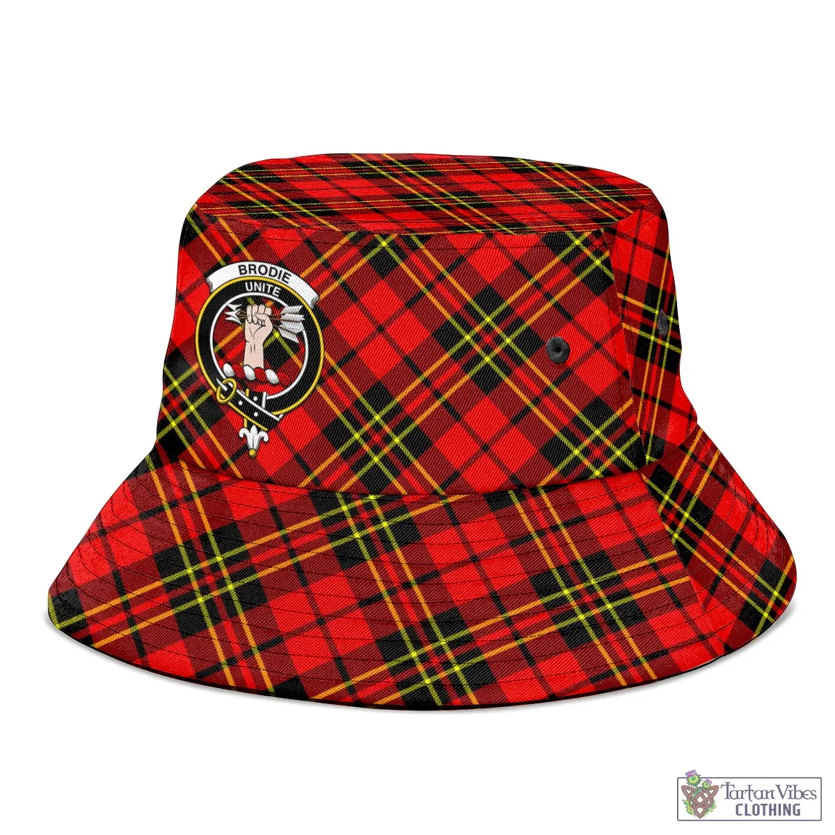 Brodie Modern Tartan Bucket Hat with Family Crest