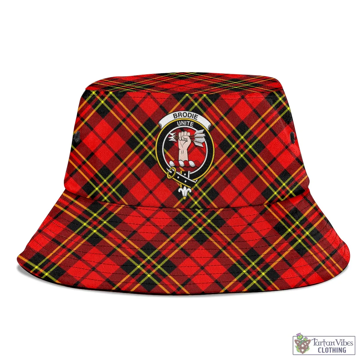 Brodie Modern Tartan Bucket Hat with Family Crest