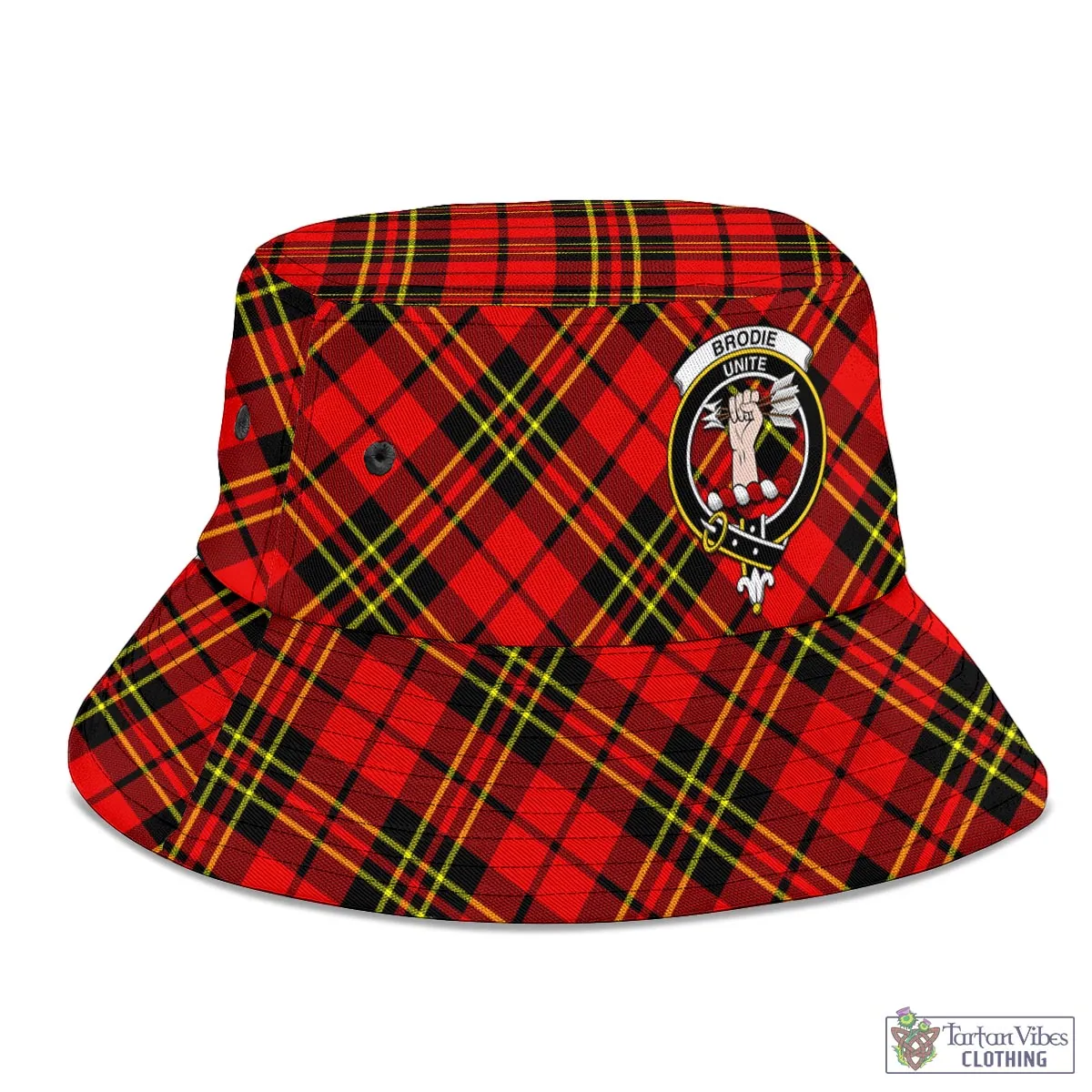 Brodie Modern Tartan Bucket Hat with Family Crest