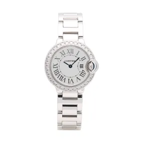 Cartier Ballon Bleu 18K WG Diamond Bezel 28mm Quartz (Preowned)