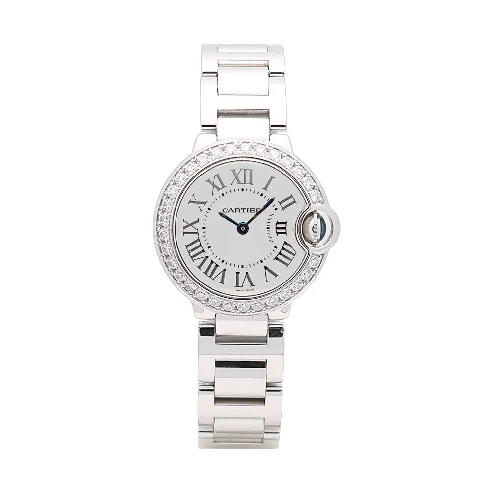 Cartier Ballon Bleu 18K WG Diamond Bezel 28mm Quartz (Preowned)