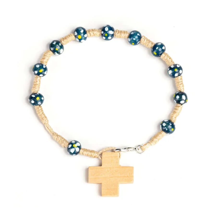 CHILDREN'S ROSARY BRACELET - WOOD - BLUE