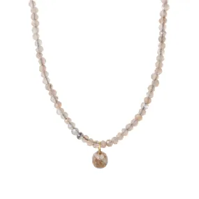 Chocolate Moonstone   Diamond Beaded Necklace