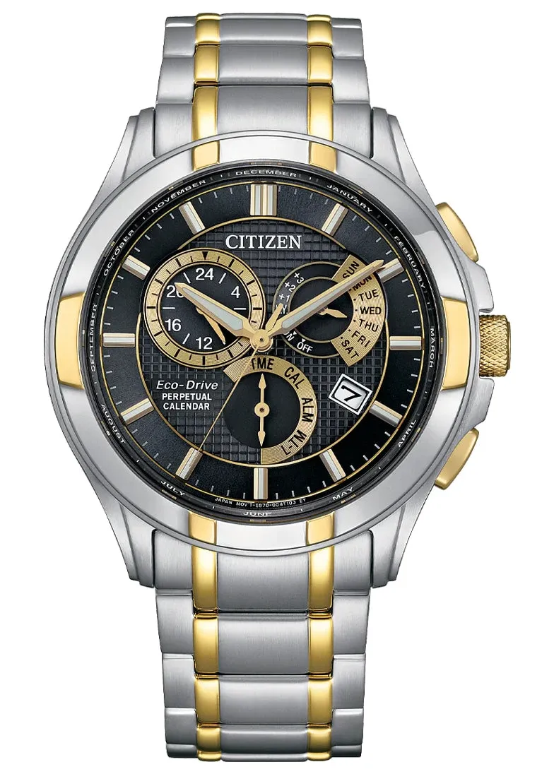 CITIZEN GENTS ECO-DRIVE BLACK DIAL PERPETURAL CALENDAR BL8164-57E