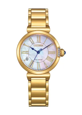 CITIZEN LADIES ECO-DRIVE DIAMOND MOTHER OF PEARL DIAL GOLD EM1062-57D