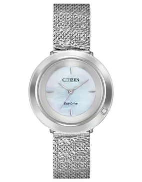 Citizen Ladies Eco-Drive L Ambiluna Watch - Stainless - MOP - Metal Mesh