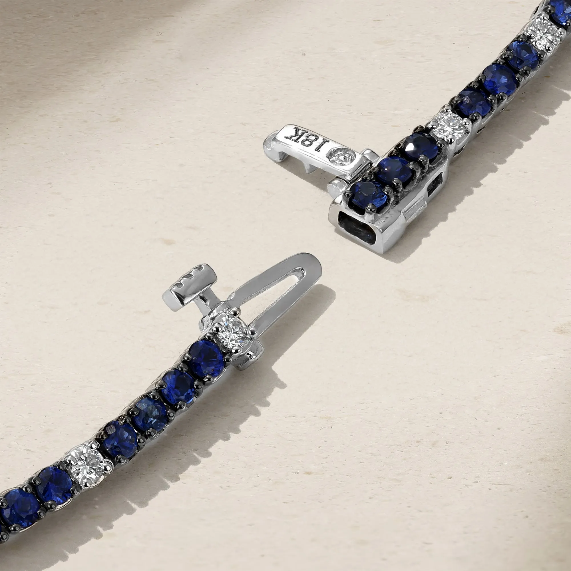 Classic Round Brilliant Sapphire and Diamond Tennis Bracelet