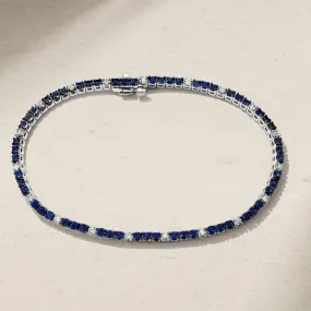 Classic Round Brilliant Sapphire and Diamond Tennis Bracelet